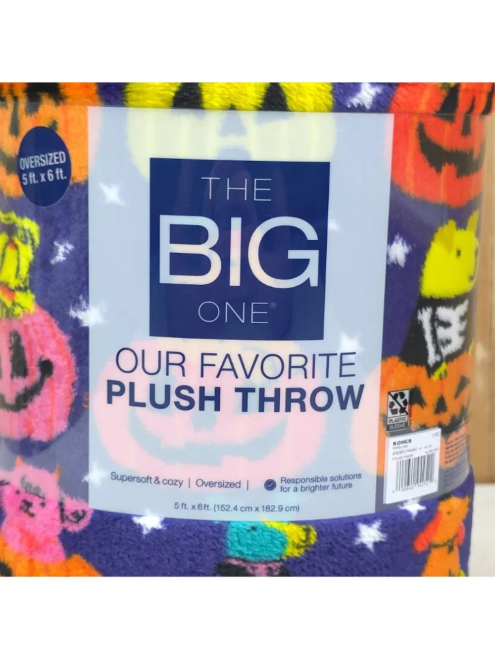The Big One Halloween Dogs Plush Throw Blanket 5 Ft x 6 Ft Oversized Cozy Purple